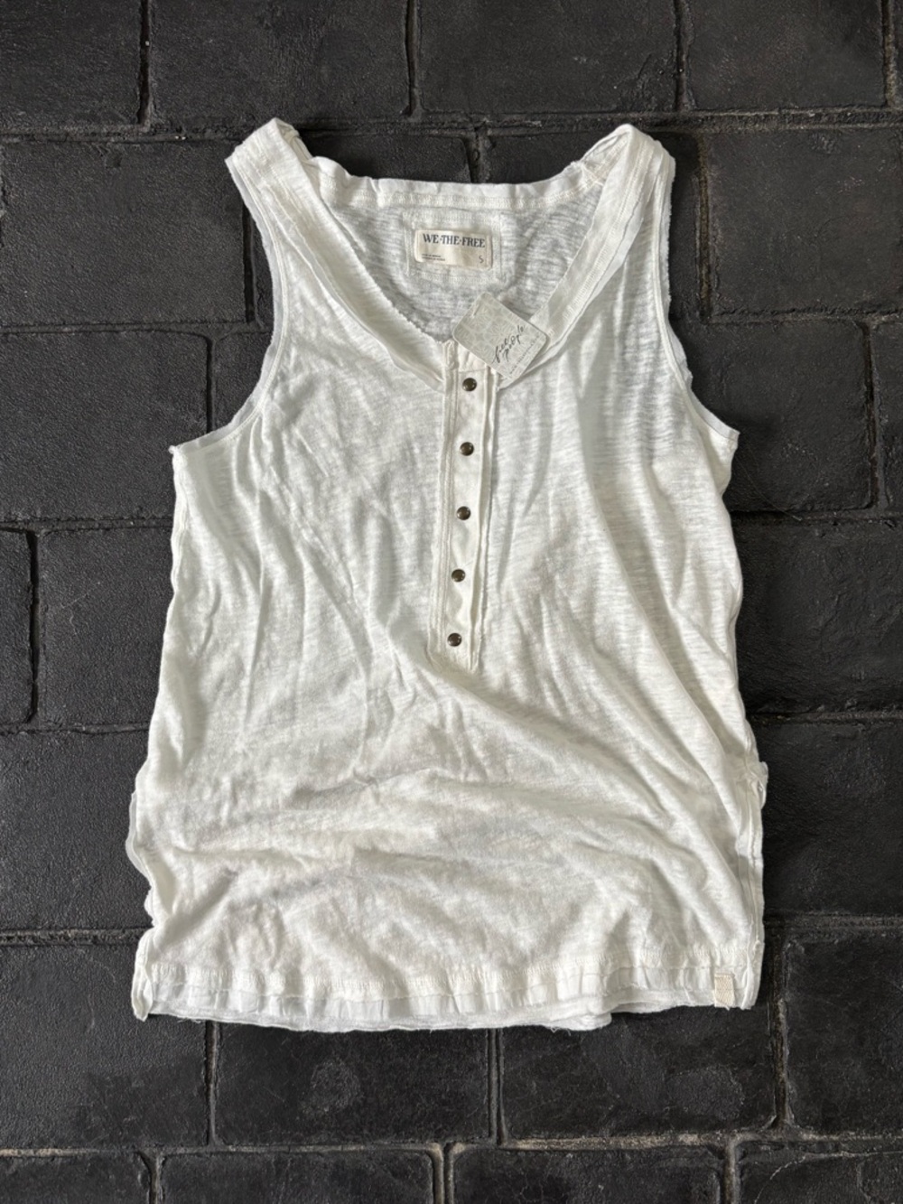 Free People We The Free love language tank ivory/ white size small NWT